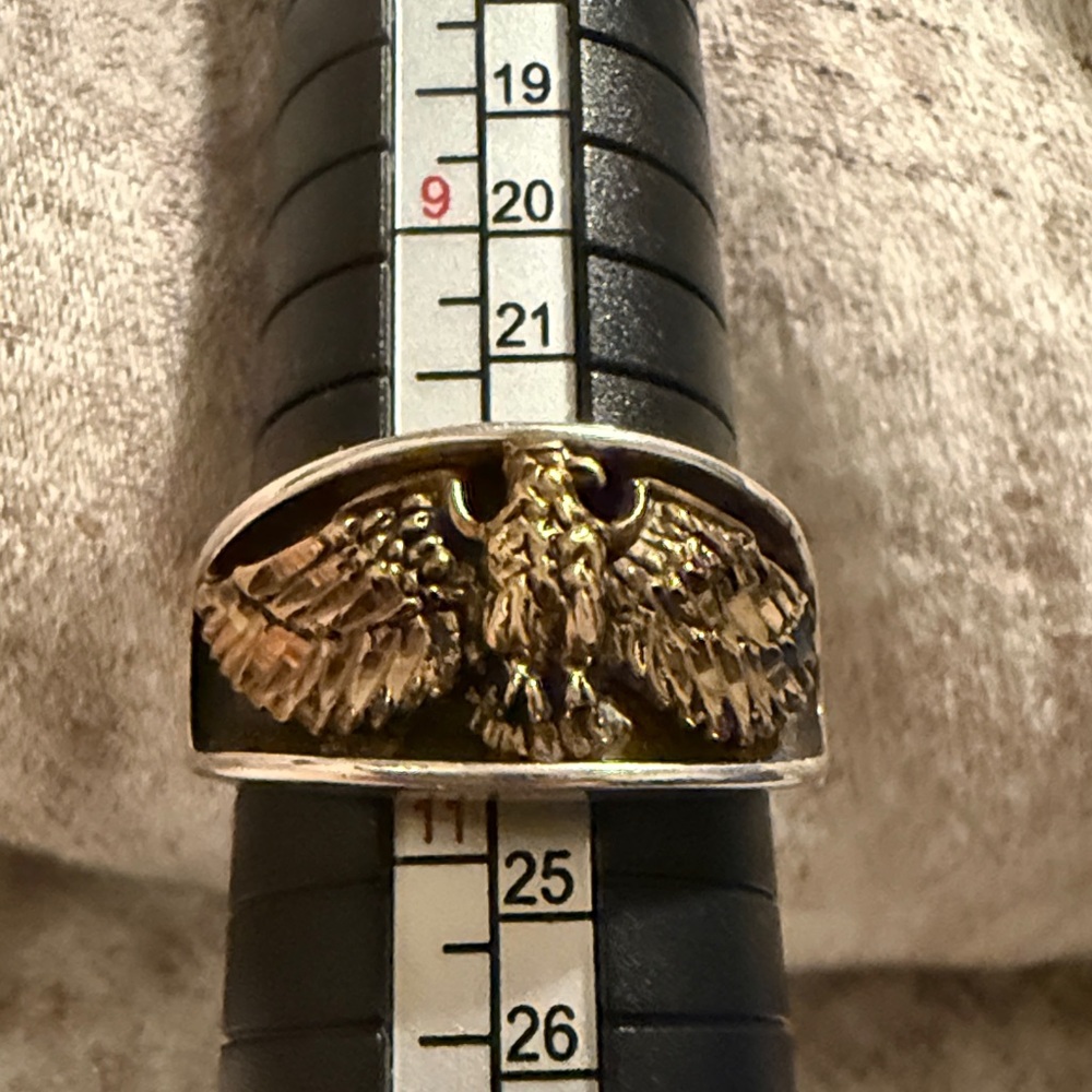 Rare vintage Gold and Sterling Silver Eagle Ring by Otto
